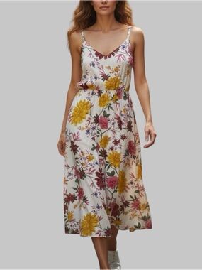 Old Navy Womens Floral Cami Midi Dress Smocked Back Lined Boho Cottagecore M